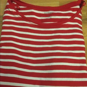 Women’s Large Workshop Red and White Striped Shirt